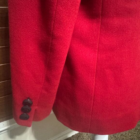 ALAN AUSTIN Vintage Red Blazer Black trim Wool Italy Jacket Career EU 44 US M - Picture 5 of 10
